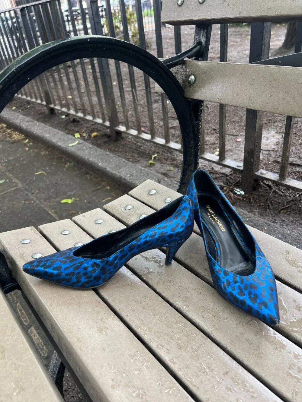 Saint Laurent Paris Blue Leopard Babycat Kitten Heels EU36 YSL Made in Italy - Picture 5 of 6